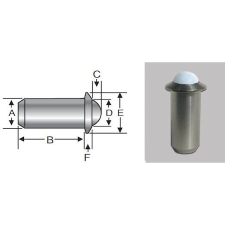 Press Fit Ball Nose,Stnd,Nyl Bll,0.375